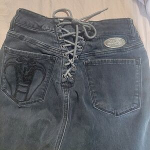 Broken Promises Zumiez Womens 2 Black Striaght Jeans Lace Up Back Snake